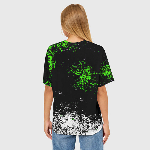 Женская футболка оверсайз Крипер зелёная кровь / 3D-принт – фото 4