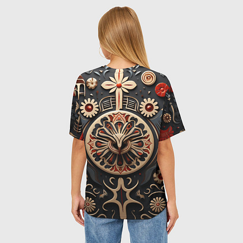 Женская футболка оверсайз Орнамент в славянской стилистике / 3D-принт – фото 4