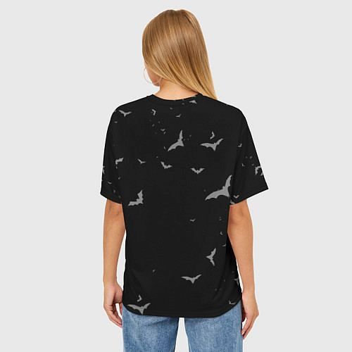Женская футболка оверсайз Летучие мыши на черном небе / 3D-принт – фото 4