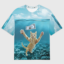 Футболка оверсайз женская Nirvana Cat, цвет: 3D-принт