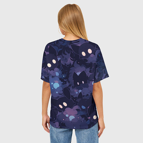 Женская футболка оверсайз Фиолетовые котики / 3D-принт – фото 4