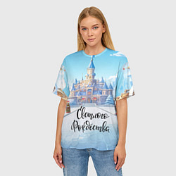 Футболка оверсайз женская Счастливого рождества, цвет: 3D-принт — фото 2