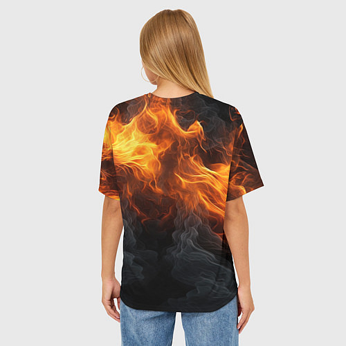 Женская футболка оверсайз Огонь и дым / 3D-принт – фото 4