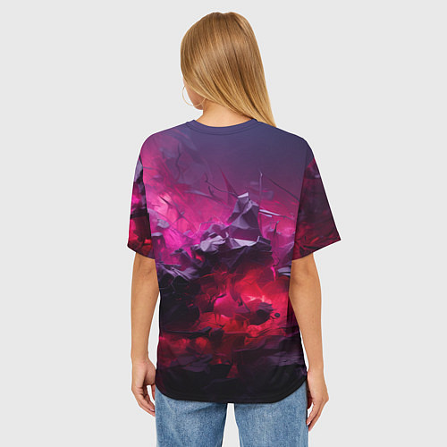 Женская футболка оверсайз Фиолетовые элементы абстракция / 3D-принт – фото 4