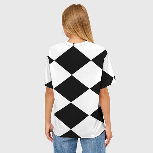 Женская футболка оверсайз Алиса шахматная клетка / 3D-принт – фото 4