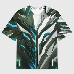 Женская футболка оверсайз Броня адская и райская синяя