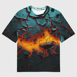 Футболка оверсайз женская Разлом неоновых плит, цвет: 3D-принт