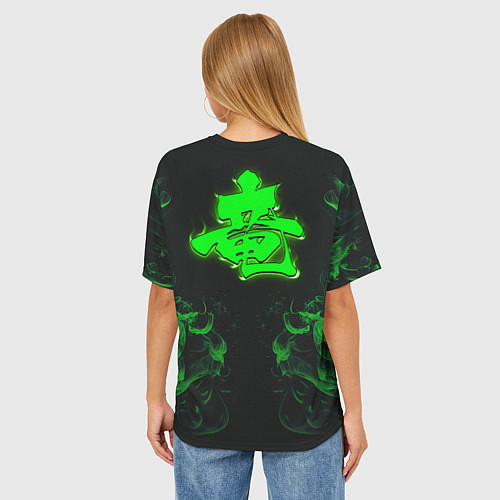 Женская футболка оверсайз Зеленый дракон с эффектом свечения / 3D-принт – фото 4