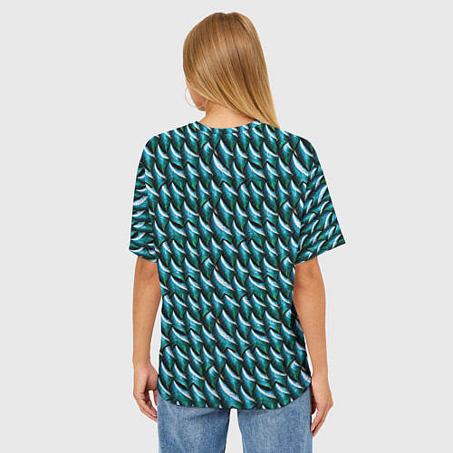 Женская футболка оверсайз Изумрудная чешуя дракона / 3D-принт – фото 4