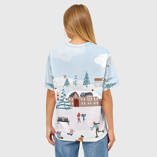 Женская футболка оверсайз Дракон рождественских чудес / 3D-принт – фото 4