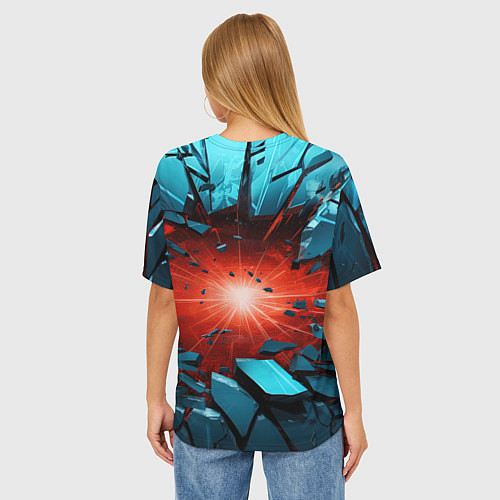 Женская футболка оверсайз Взрыв бирюзовых камней / 3D-принт – фото 4