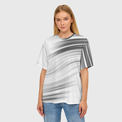 Футболка оверсайз женская Бело-серый абстрактный узор дымчатый, цвет: 3D-принт — фото 2