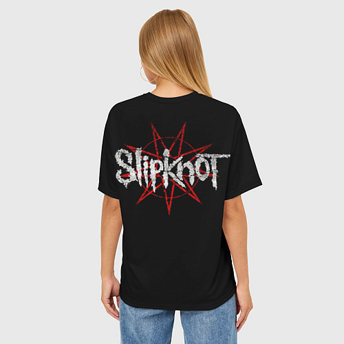 Женская футболка оверсайз Slipknot - goat mask / 3D-принт – фото 4