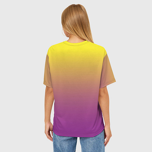 Женская футболка оверсайз Желто-фиолетовый градиент / 3D-принт – фото 4