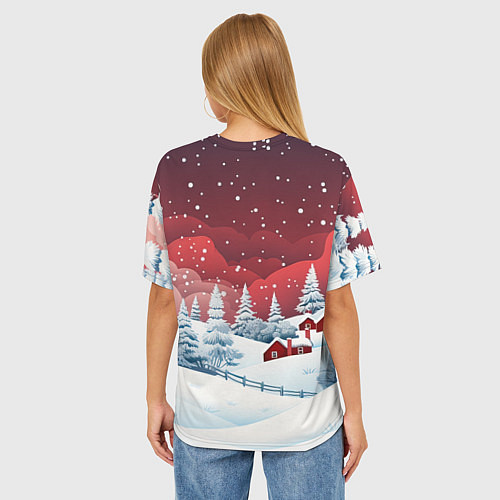 Женская футболка оверсайз Искрящийся новогодний воздух / 3D-принт – фото 4