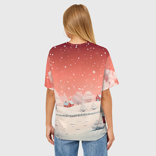 Женская футболка оверсайз Волшебство новогодней ночи / 3D-принт – фото 4