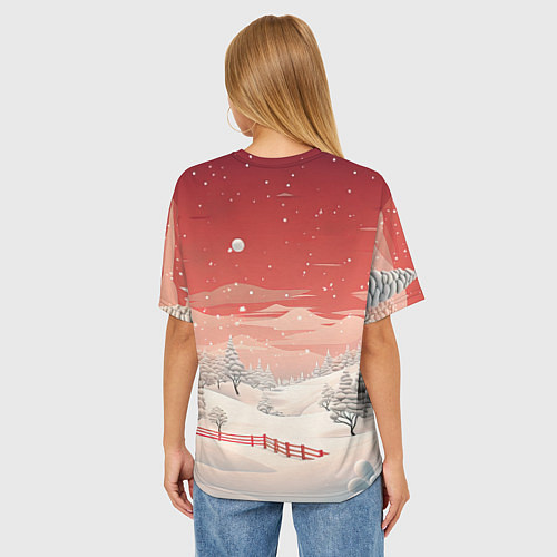 Женская футболка оверсайз Завораживающий зимний пейзаж / 3D-принт – фото 4