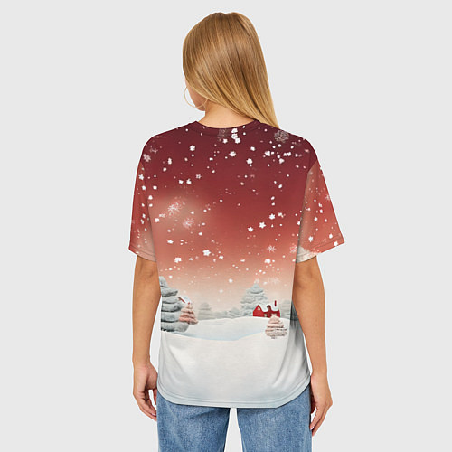 Женская футболка оверсайз Огни рождественского города / 3D-принт – фото 4