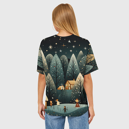 Женская футболка оверсайз Зимняя страна чудес / 3D-принт – фото 4