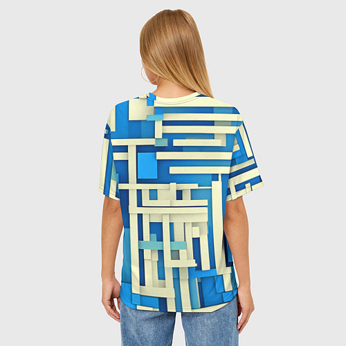 Женская футболка оверсайз Полосы на синем фоне / 3D-принт – фото 4