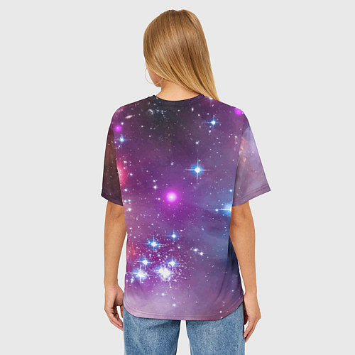 Женская футболка оверсайз Барт Симпсон со скейтбордом в космосе / 3D-принт – фото 4