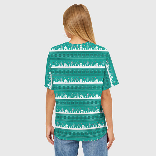Женская футболка оверсайз Зеленый зимний пейзаж / 3D-принт – фото 4