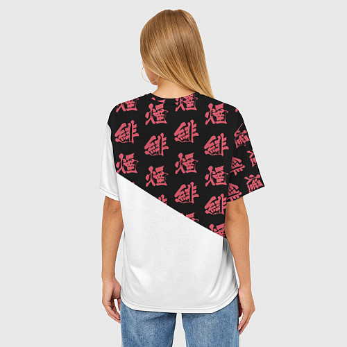 Женская футболка оверсайз Янь Фэй иероглифы - Геншин Импакт / 3D-принт – фото 4