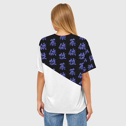 Женская футболка оверсайз Лайла иероглифы - Геншин Импакт / 3D-принт – фото 4
