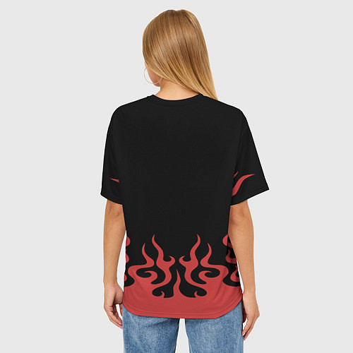 Женская футболка оверсайз Slipknot в огне / 3D-принт – фото 4