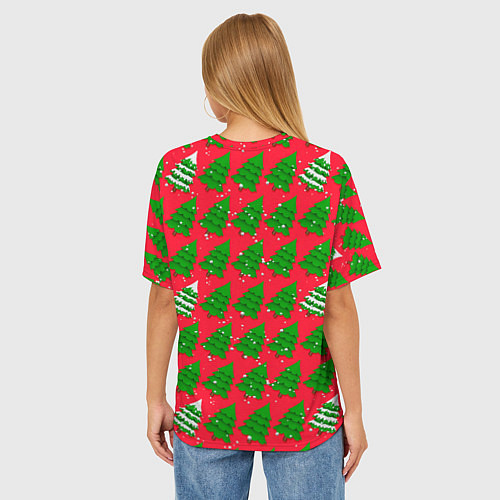 Женская футболка оверсайз Рождественские ёлки / 3D-принт – фото 4