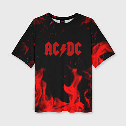 Футболка оверсайз женская AC DC огненный стиль, цвет: 3D-принт