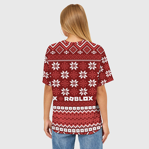 Женская футболка оверсайз Roblox christmas sweater / 3D-принт – фото 4