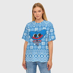 Футболка оверсайз женская Huggy Wuggy christmas sweater, цвет: 3D-принт — фото 2