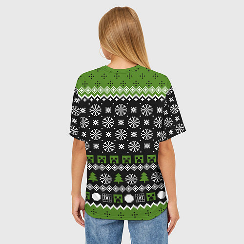 Женская футболка оверсайз Minecraft christmas sweater / 3D-принт – фото 4