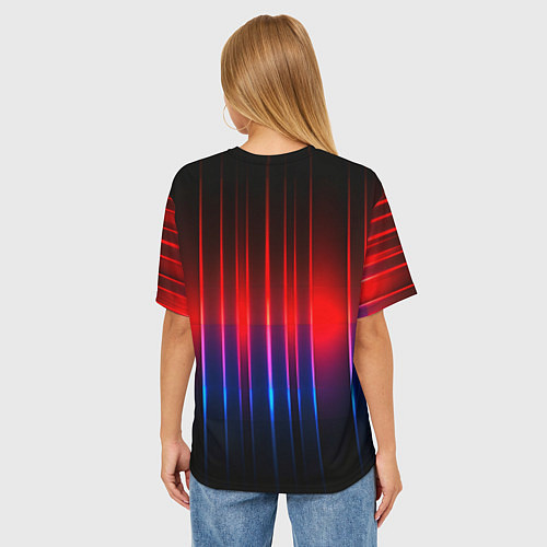 Женская футболка оверсайз Неоновый узор неоновая шкала / 3D-принт – фото 4