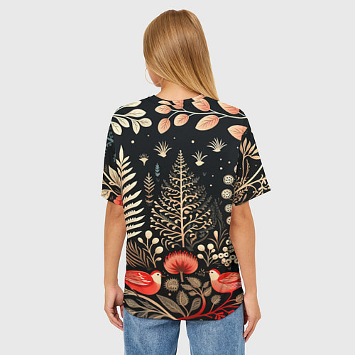 Женская футболка оверсайз Елочные узоры нового года / 3D-принт – фото 4