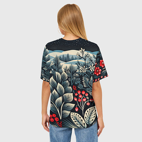 Женская футболка оверсайз Хрустальные рисунки / 3D-принт – фото 4