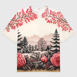 Женская футболка оверсайз Украшения зимы новый год