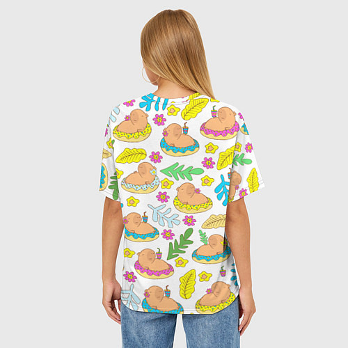 Женская футболка оверсайз Капибары на отдыхе / 3D-принт – фото 4