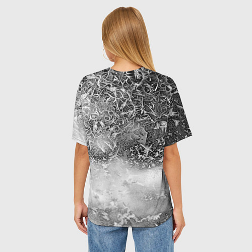 Женская футболка оверсайз Серый лёд и снежинки / 3D-принт – фото 4
