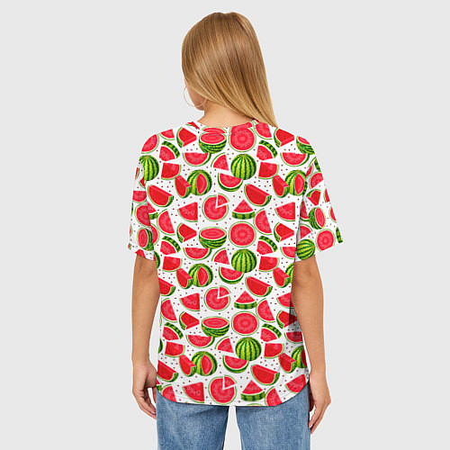 Женская футболка оверсайз Нарезанный арбуз / 3D-принт – фото 4