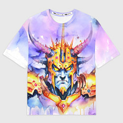 Футболка оверсайз женская Оранжевый робот с рогами, цвет: 3D-принт