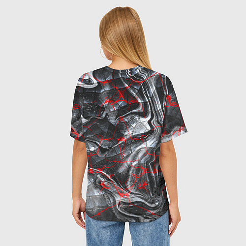 Женская футболка оверсайз Красные узоры / 3D-принт – фото 4