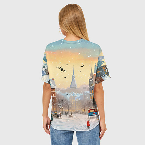 Женская футболка оверсайз Дракон новогодней ночи 2024 / 3D-принт – фото 4