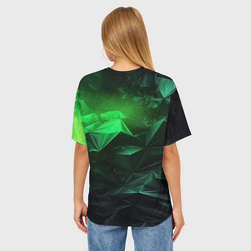Женская футболка оверсайз Глубина зеленого абстракции / 3D-принт – фото 4