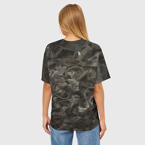 Женская футболка оверсайз Металлический череп / 3D-принт – фото 4