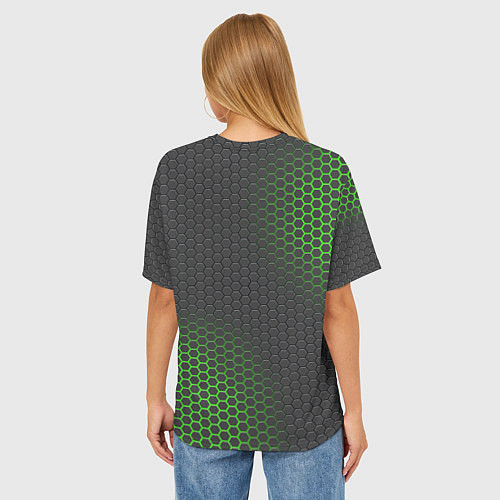 Женская футболка оверсайз Карбон с неоновой подсветкой / 3D-принт – фото 4