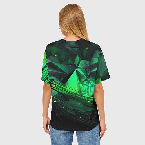 Женская футболка оверсайз Абстрактный лабиринт зелени / 3D-принт – фото 4
