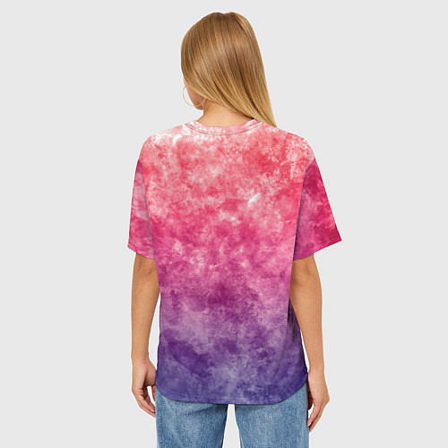 Женская футболка оверсайз Абстракция - сине-красные облака / 3D-принт – фото 4
