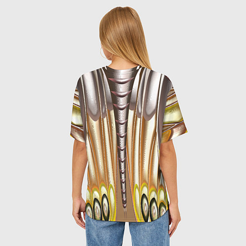 Женская футболка оверсайз Абстрактный рисунок по мотивам крыла бабочки / 3D-принт – фото 4